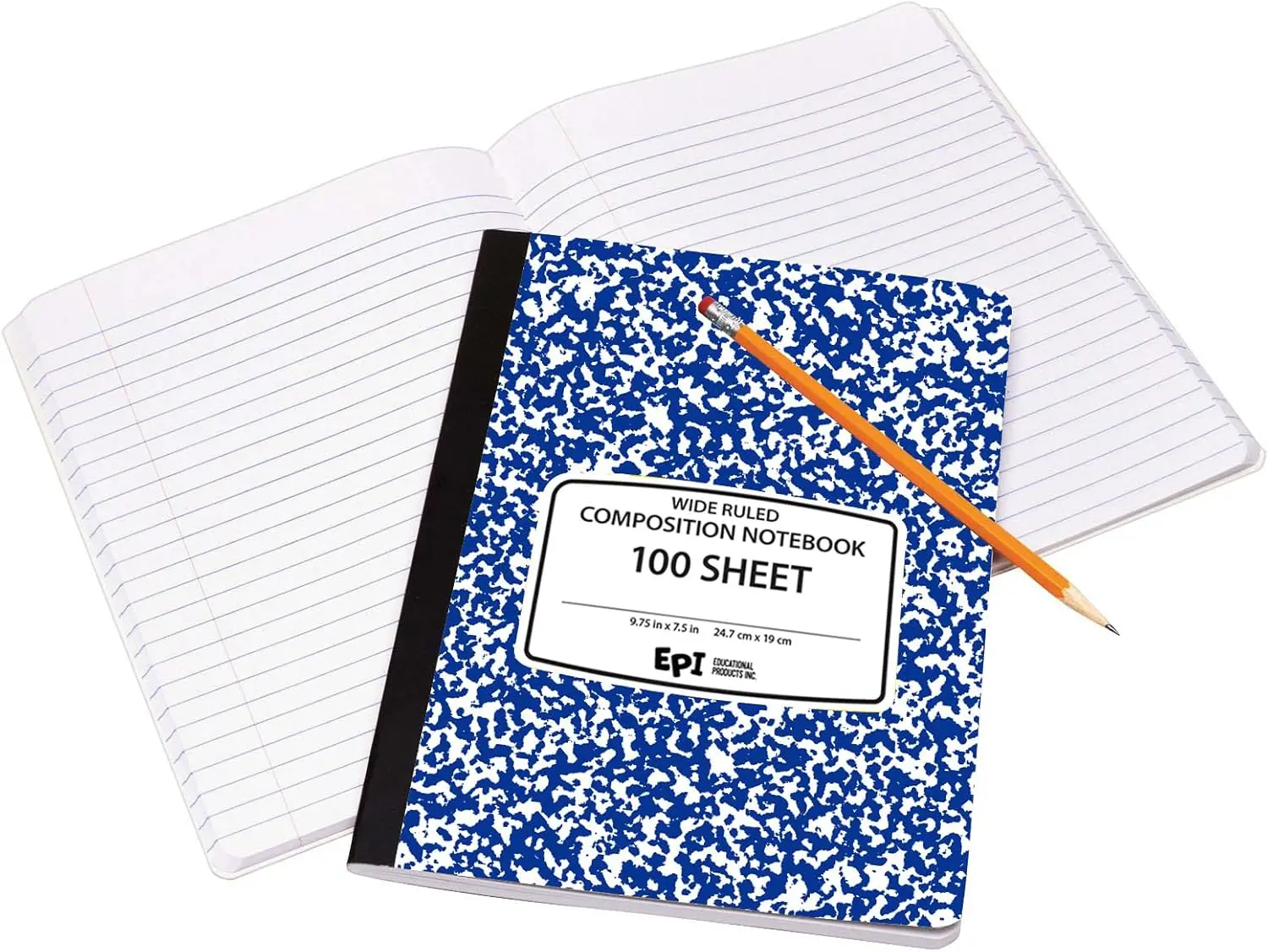 4-Pack Wide Ruled Hardcover Marble Composition Notebooks, 9.75 x 7.5 Inches, 200 Pages (100 Sheets), Assorted Colors, Sturdy Sewn Binding, Durable, Back to School Haul Supplies, Hardcover Books, Multi-Page Notebooks, Name Space, Office Use