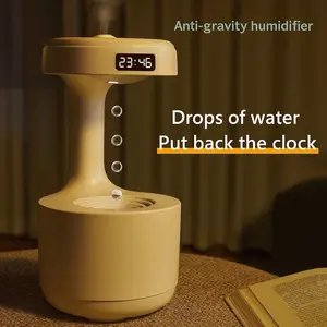 Sixmilude Bedroom Anti-Gravity Humidifier With Clock Water Drop Backflow Aroma Diffuser