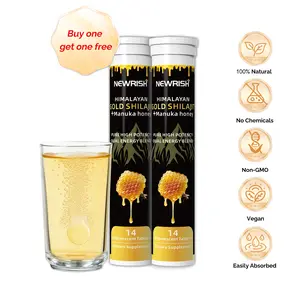 Newrish Pure Himalayan Shilajit Effervescent Tablets – 100% Natural Manuka Honey – Boosts Energy & Endurance – Sports & Fitness Support – Buy 1 Get 1 Free