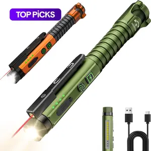 Magnetic LED Flashlight, 800 Lumen Rechargeable Flashlight, Laser Pointer, Hands-Free, USB Charging Cable, Super Bright Flashlight, for Work and Outdoor