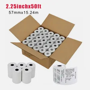 SJPACK 50 Rolls 2.25" x 50' EFTPOS Thermal Paper POS Cash Register Receipt Paper Roll Waterproof BPA Free with Clear Lettering for Printers