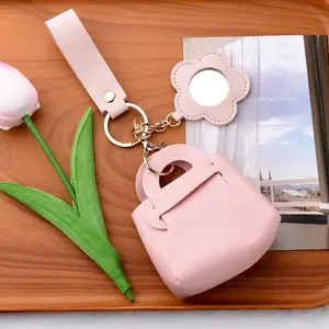 Cosmetic Bag Keychain Handbag PU Keychain Trendy Cute Keychain for Women Girls Cute Lipstick Holder Keychain Pink Mini Coin Purse Keychain Women Key Accessories