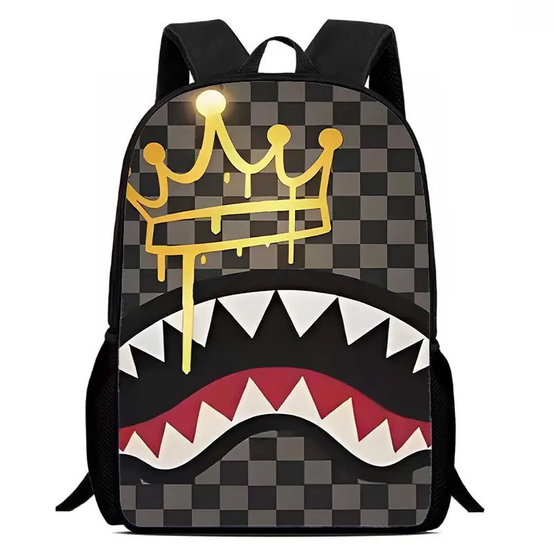 Fashionable APE Shark Pattern Backpack, Casual Large Capacity Backpack for Men, Business Style Travel Backpack for Daily Use, Casual Daypack