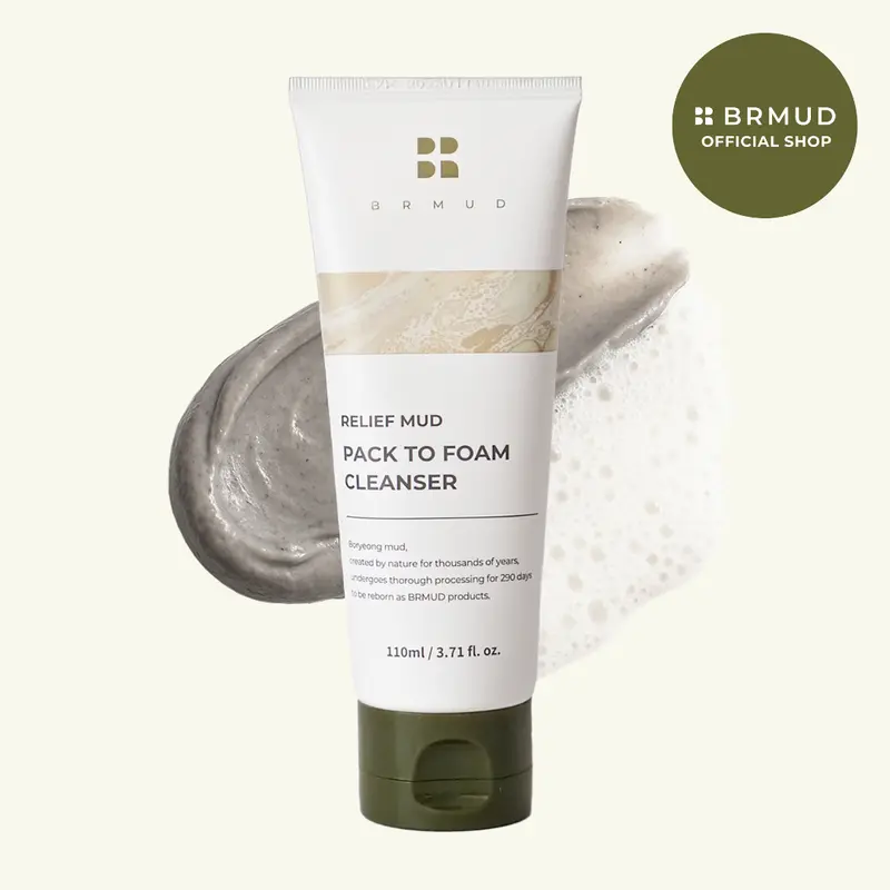 [Official Shop] BRMUD Relief Pack-to-Foam Cleanser 110ML - Moisturizing Formula with Hyaluronic Acid for Skin Hydration & Detoxification - Ethical & Natural K-beauty Cleanser - Evening, Moisturizer, Daily