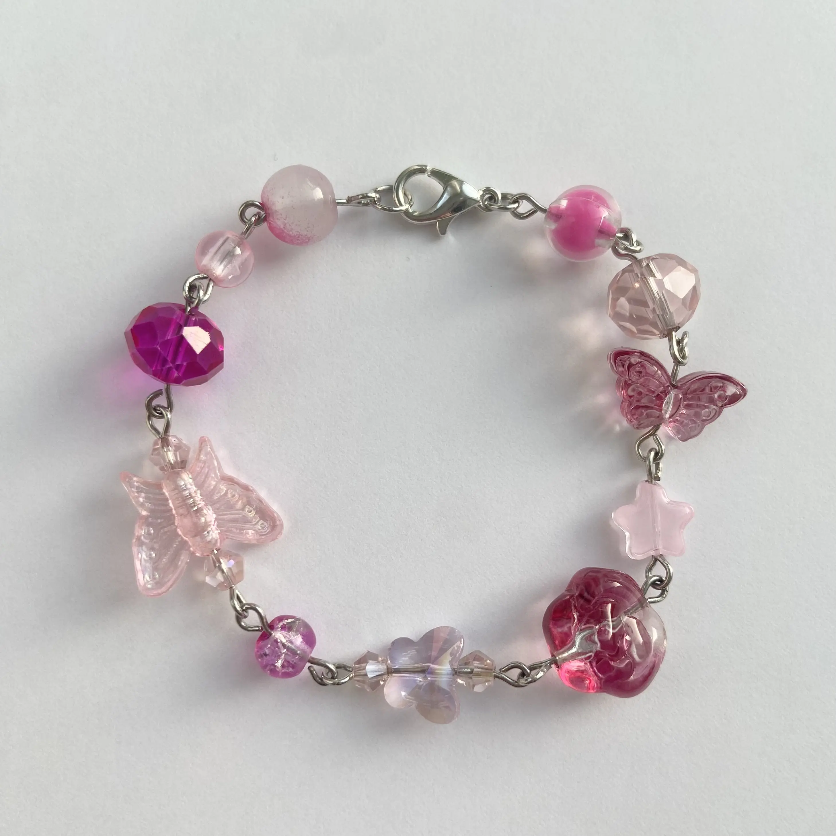 Ditzy Diva Charm Bracelet, Pink, 7-inches With 1.75-inch Extender