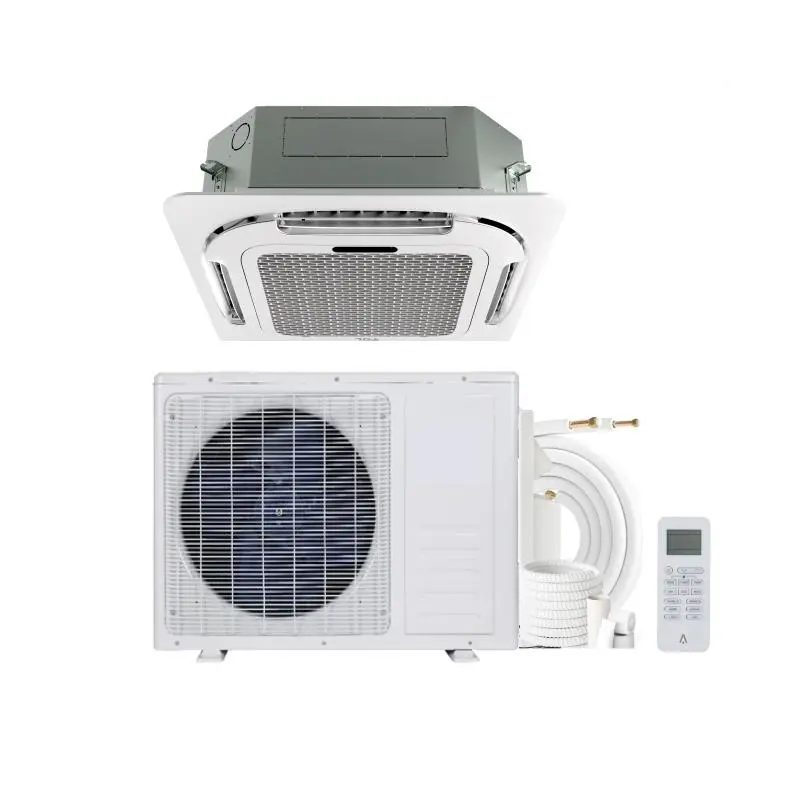 24000 BTU Ceiling Cassette Mini Split AC, 8-way 360° Airflow, Remote Controller, Ductless Cooling&Heating Ceiling Air Conditioner, 208/230V, 25ft Kit