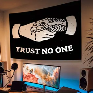 Trust No One Warning Tapestry – Edgy Subculture Theme Wall Hanging, Perfect for Boys & Girls Dorm Decor & Home Decor Tapestry, Ideal Edgy Style Gifts, 2D Print Tapestry