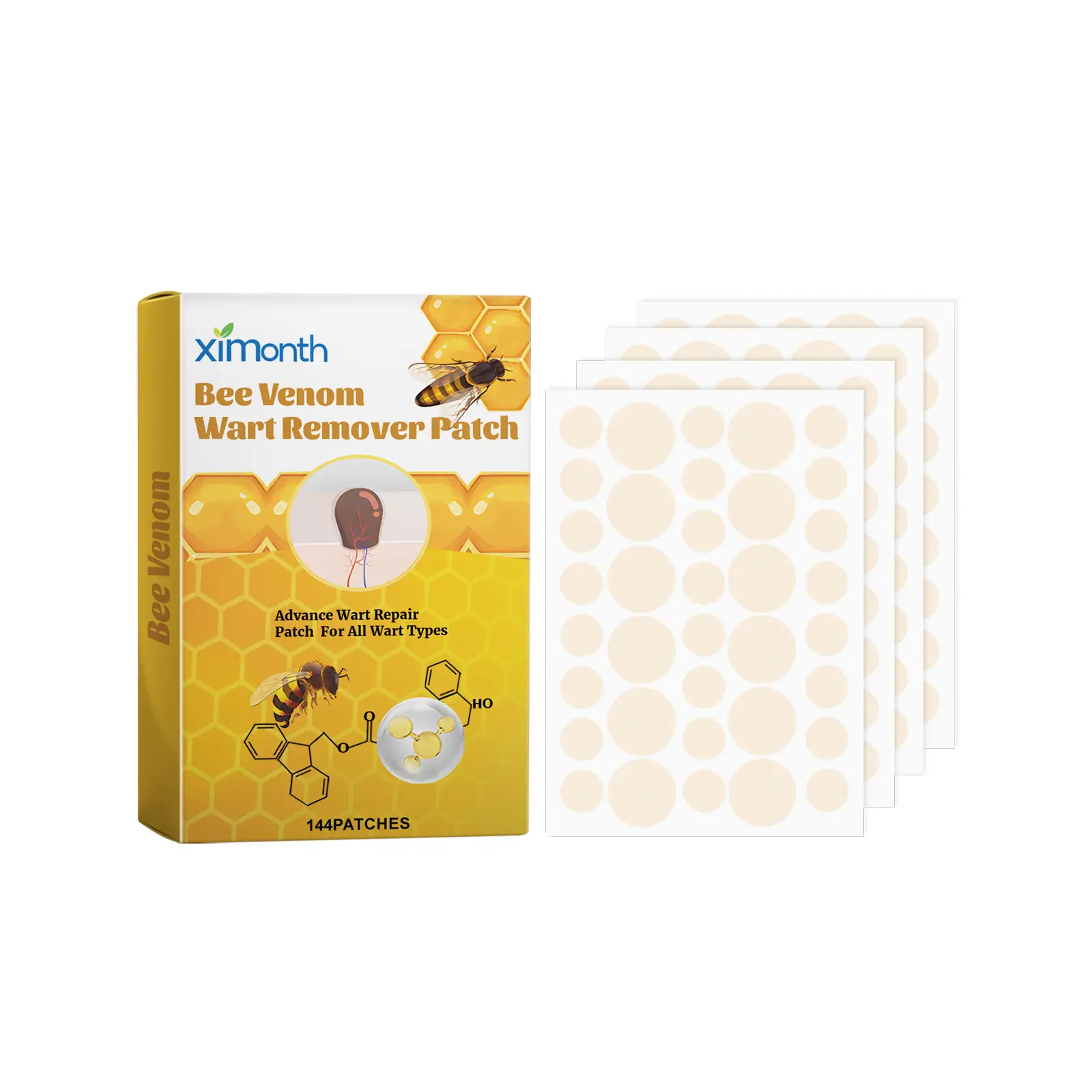 Mild Bee Extract Skin Maintenance Patches by Ximonth Gentle Surface Cleansing Formula Smooth Uneven Skin Surface Daily Topical Care for Facial & Body Skin