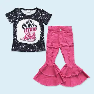 Lets go girls western top ruffle jeans matching summer outfit