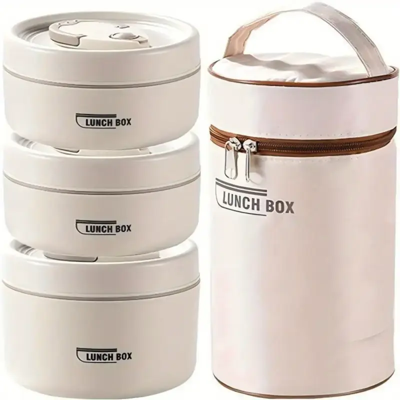 Stainless Steel Lunch Box Set, 1 Set including 3Counts Lunch Boxes and 1 Count Insulated Bag,Insulated Food Lunch Container Set for Adult & Kids