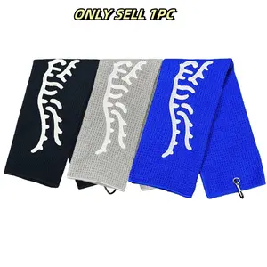 Tiger Embroidered Golf Towel, Ultra-Fine Fiber & Nylon Material, Soft Waffle Texture, Mountain Buckle Design, Perfect Gift for Golfers, Golf Accessory