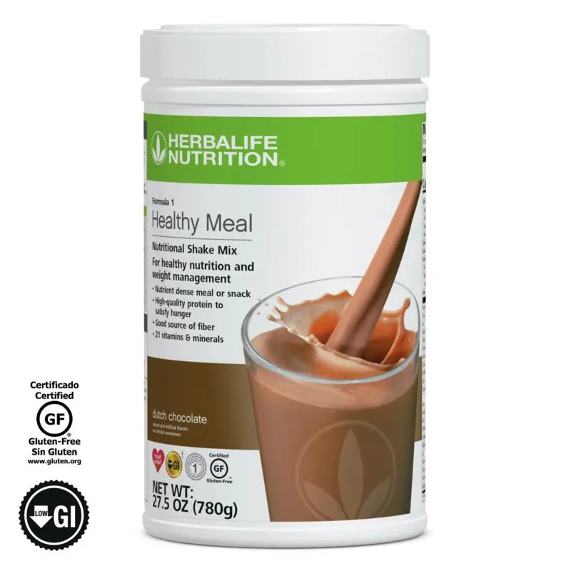 Herbalife Formula 1 Healthy Meal Nutritional Shake Mix, Dutch Chocolate (750g, Gluten-Free), Soy & Dairy Protein Blend with Essential Vitamins & Minerals for Daily Wellness Routine, Taffy-Flavored Beverage