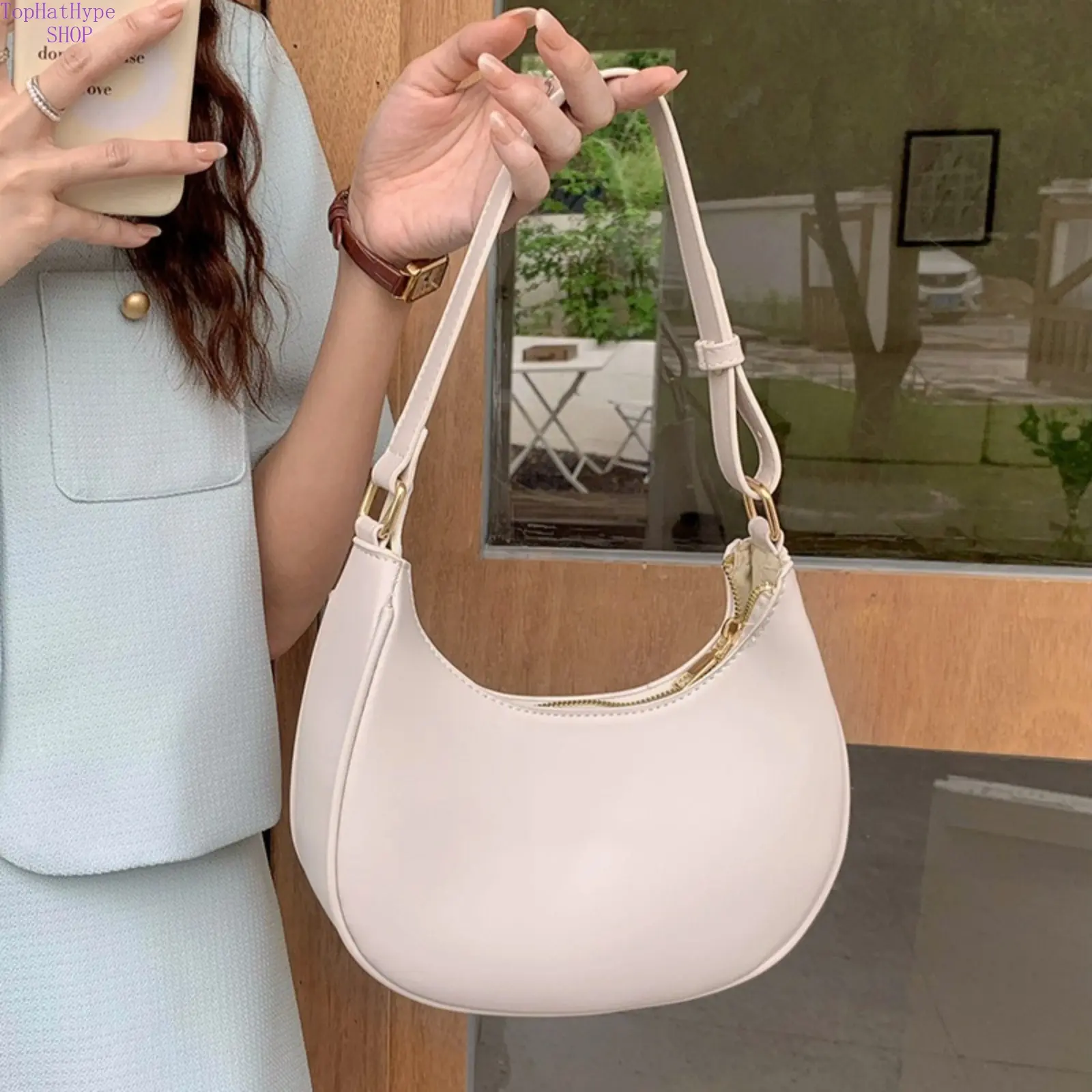 Women's 2026 Spring Summer Textured Slim Chic Crescent Crossbody Bag - Minimalist Half-Moon Hobo, Baguette Underarm Solid Color Purse Shoulder Bag for Daily Commute, Shopping, Crescent Bag