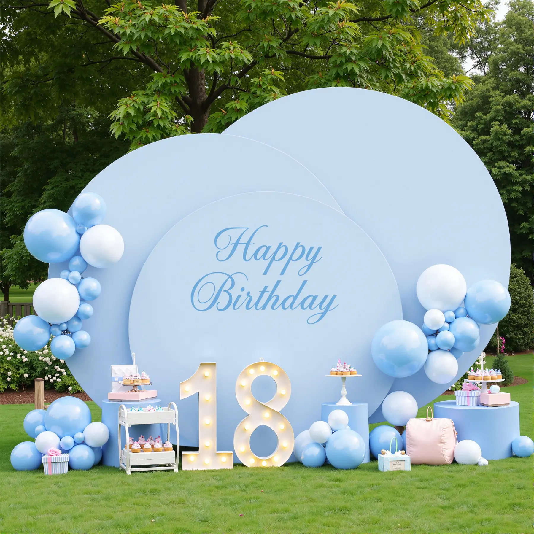 Stretch Solid Polyester Round Backdrop Cover - Arch Cover for Arch Stand, 6-6.6-7.2FT Circle Banner, Graduation Banner, Happy Birthday & Wedding Event Photo Decor, Folds for Travel Festive Party Supplies