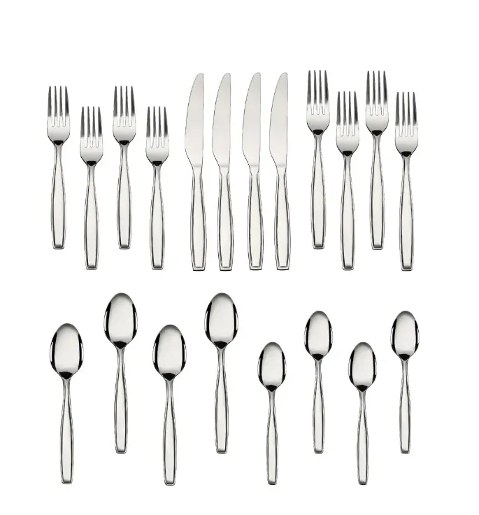 Fairport 20 Piece Stainless Steel Flatware Set for 4, Silver Cutlery Stylish Tableware