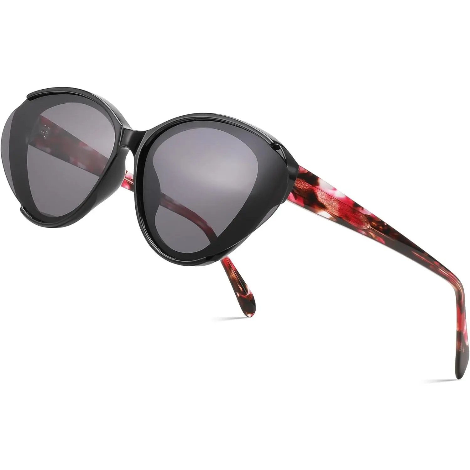 EyeconicFinds Women's Retro Polarized Cat Eye Sunglasses - Designer, Mirrored, UV Protection, Full Rim, Frame Width: 140mm, Good Choice for Shopping, Excellent Gift (B0197), Lens Height: 48Mm