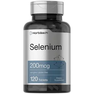 Horbäach Selenium 200mcg Supplement for Women & Men | 120 Tablets | Non-GMO and Gluten Free