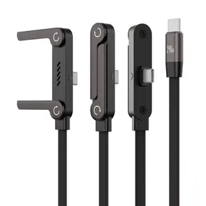 240w Fast Charging Foldable Stand Android Data Line for Apple iPhone 16-17, USB to Type-C, Bend Head Fast Charge Cable