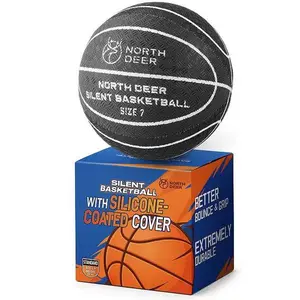 Northdeer Indoor Basketball Size 7 with Fabric Cover, Airless Basketball for Quiet Dribbling, Real Grip & Bounce, Ideal Gift for Grown-ups & Youth (Non-Compressed)