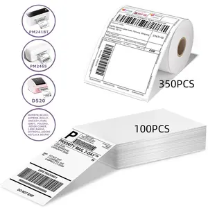 4x6 Inch 100 Sheets Self-Adhesive Thermal Labels, 350 Sheets Roll, 100x150mm, Compatible with D100 & D200 Printers, Office Supplies
