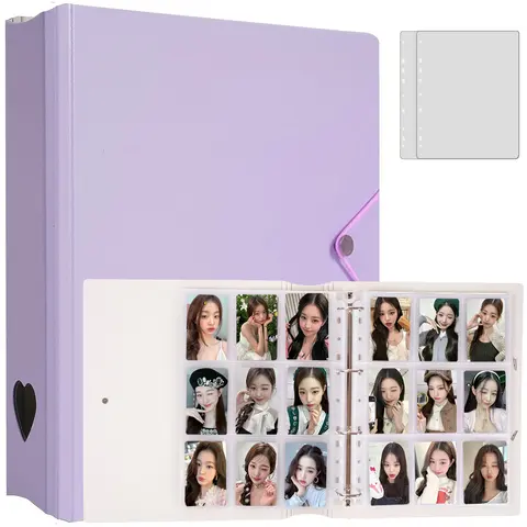 Kpop A4 A5 Minimalist Photocard Binder | 4 or 9 Pocket Single Side Inner Refills and 2 Divider Acid-Free | Kpop Photocard Binder Decor Lightweight