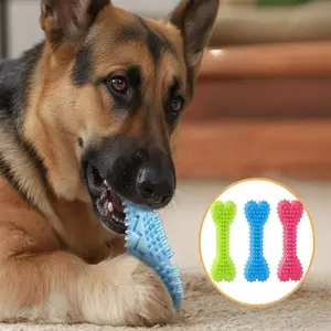 3-Piece Durable Dog Chew Stick Toy | Soft Rubber Teeth Cleaning & Gum Massage Chew Toy - Essential Pet Teething Accessory