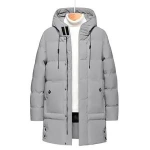 Men's Winter Long Casual Coat Solid Color Zipper Hooded Long Sleeve Thick Jacke cold weather outfits t puffer jacket men winter work clothes men