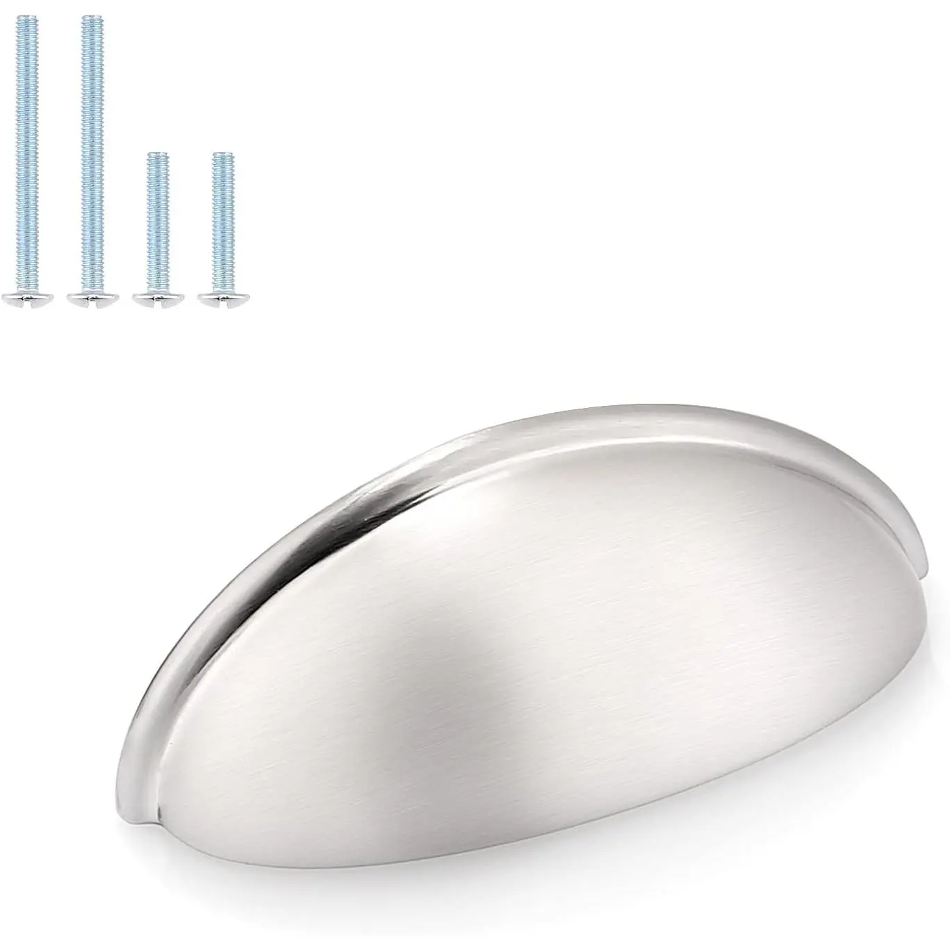 5 Pack Brushed Nickel Bin Cup Cabinet Pulls 3 Inch Hole Centers, Cup Cabinet Handles Drawer Pulls for Kitchen Cabinet Door Dresser Knobs 76mm Hole to Hole