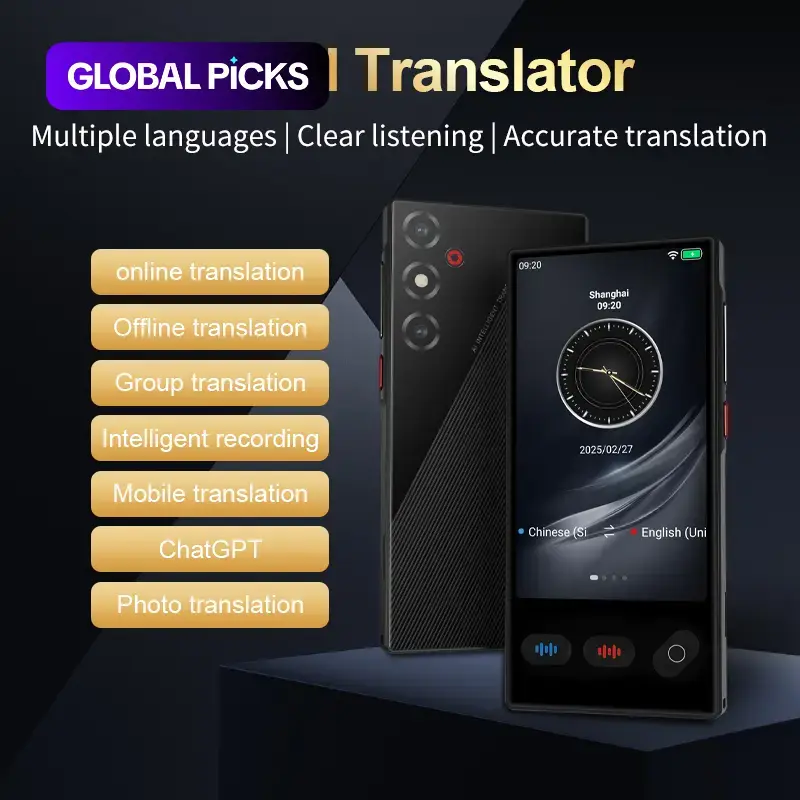 AI Translator Device, Portable Real-Time Bidirectional Spanish–English Translator for Business, Travel and Learning, Supports Online/Offline Photo and Speech Translation #GLOBAL PICKS
