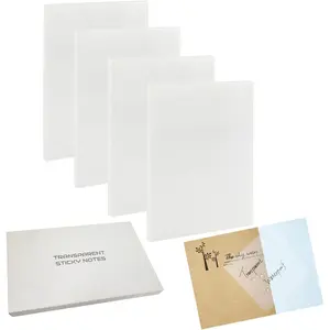 Transparent Sticky Notes 200 Sheets, 4 x 6 in Clear Sticky Notes, See Through Invisible Translucent Sticky Note  Self-Stick Note Pads for School, Office (4 Packs)