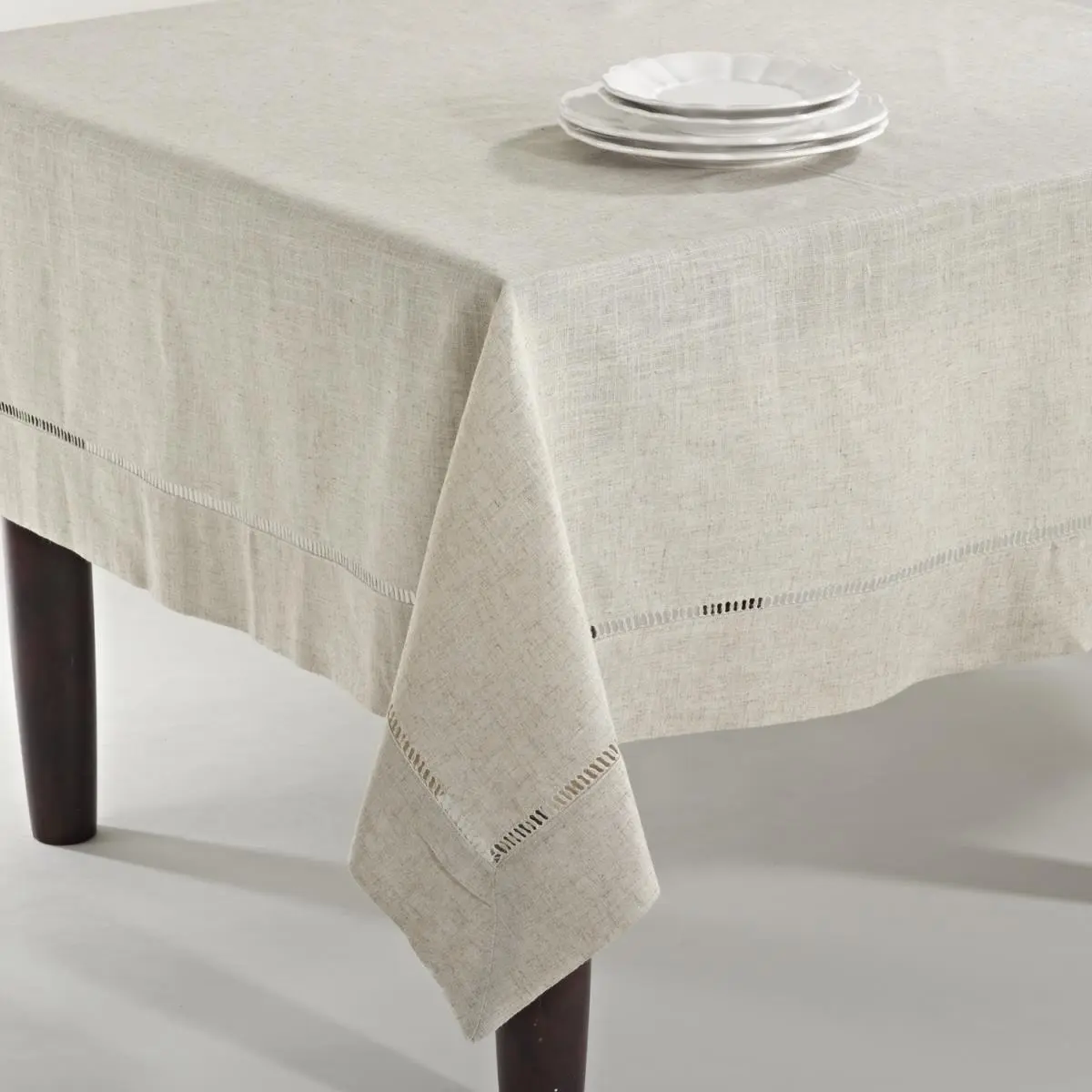 SARO 731.N65180B 1-Piece Poly-Linen Mix Toscana Tablecloth - 65x180 in, Natural, Mediterranean Italian Feel, Wipe with Damp Cloth, Easy Cleaning for Home Kitchen Table Setting