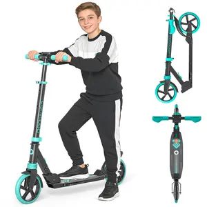 Commugo T1pro Kick Scooter for Kids & Teens - Foldable Lightweight Design with Suspension, 8 Inch Wheels & Heavy-Duty Anti-Slip Grip | Perfect for Campus Travel, Short-Distance Family Outings Max Load 240 LBS Folding Escooter Adjustable Height Handlebars,