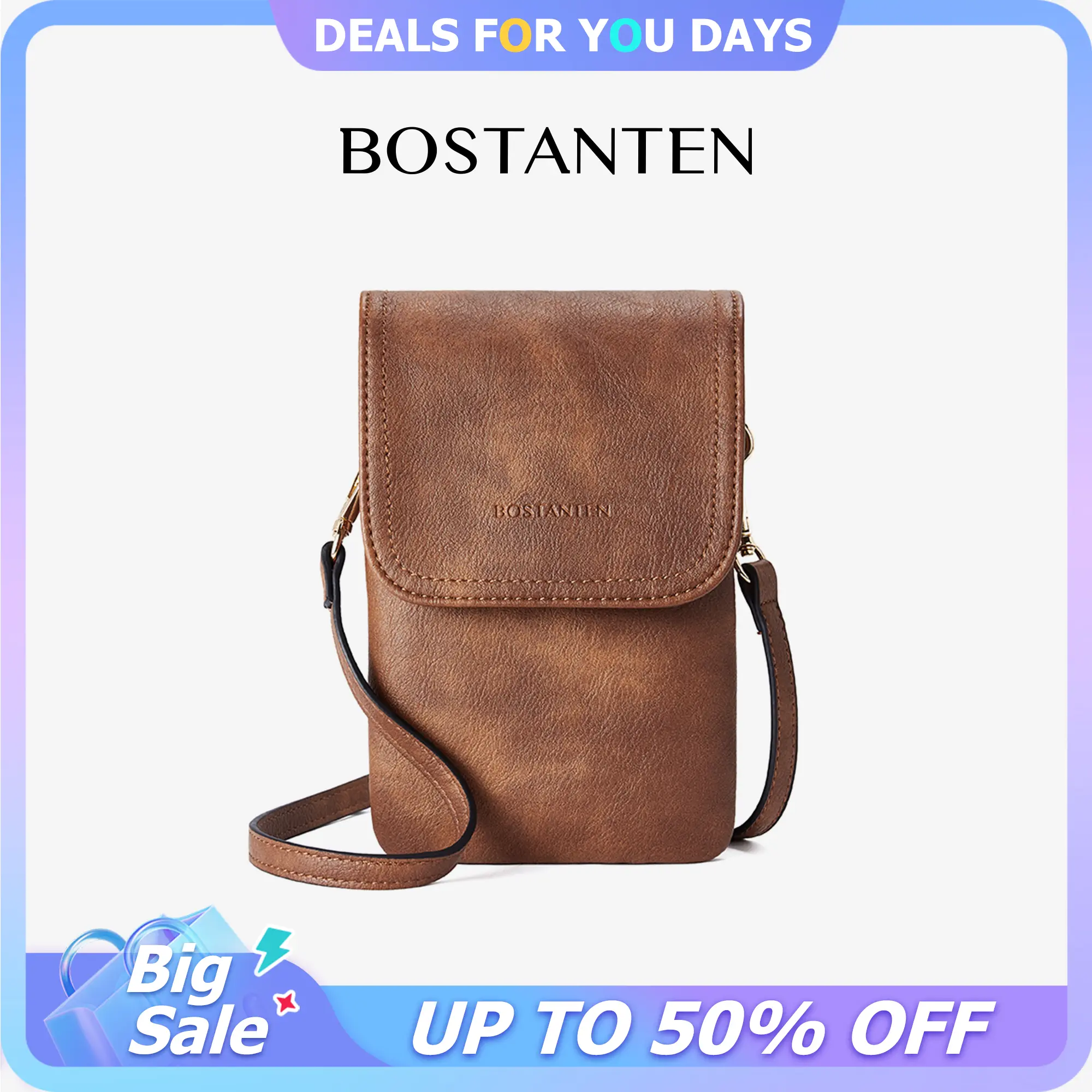 Bostanten Women's Vegan Leather Small Casual Crossbody Bag - Adjustable Strap Satchel, Cell Phone Wallet, Purses, Handbags, Casual Crossbody Bags, Adjustable Crossbody Shoulder, Accessories For Women