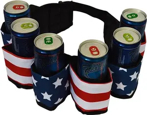 Tough Insulated Holder for 6 Cold Beers - Adjustable Waist Strap with Buckle - Hidden Zipper Pocket, 6 Colors To Choose From - Fun Cool Party, Game Night, Fishing Holster