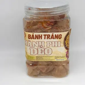 Bánh Tráng Dẻo Hành Phi 400g-Authentic Vietnamese Rice Paper Mix Fried Onion Snack with Chili & Garlic Oil 14.1oz Ready-to-use No Additional Seasoning Required