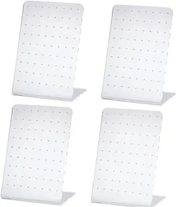 Transparent Acrylic Earring Holder Boxes, 4-Piece 72-Hole Jewelry Organizer Rack for Ear Studs, Plastic Home Storage Display Stand