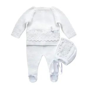 Newborn Baby Knit Outfit, Lace (White)