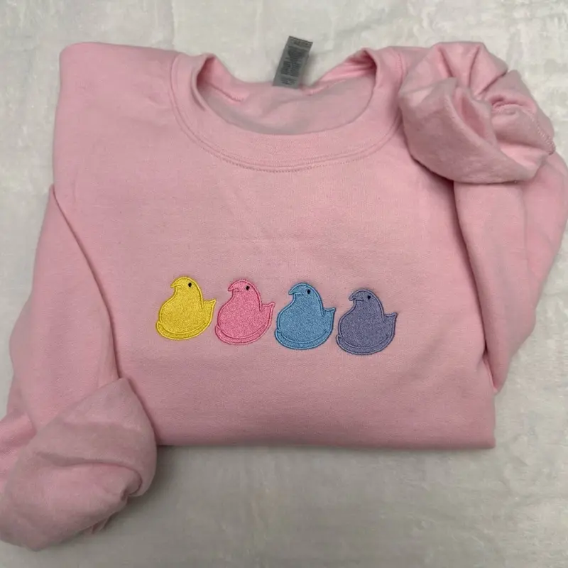 Easter chicks embroidered sweatshirt/ Easter sweatshirt / Bunny Easter sweatshirt / Happy Easter embroidered sweatshirt
