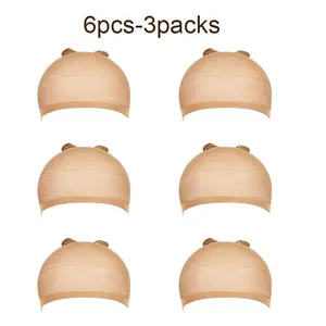 Teenitor Wig Cap, 6pcs-3pks Stocking Caps for Wigs, Tan Wig Cap for Women, Stretchy Nylon WigCap Beige