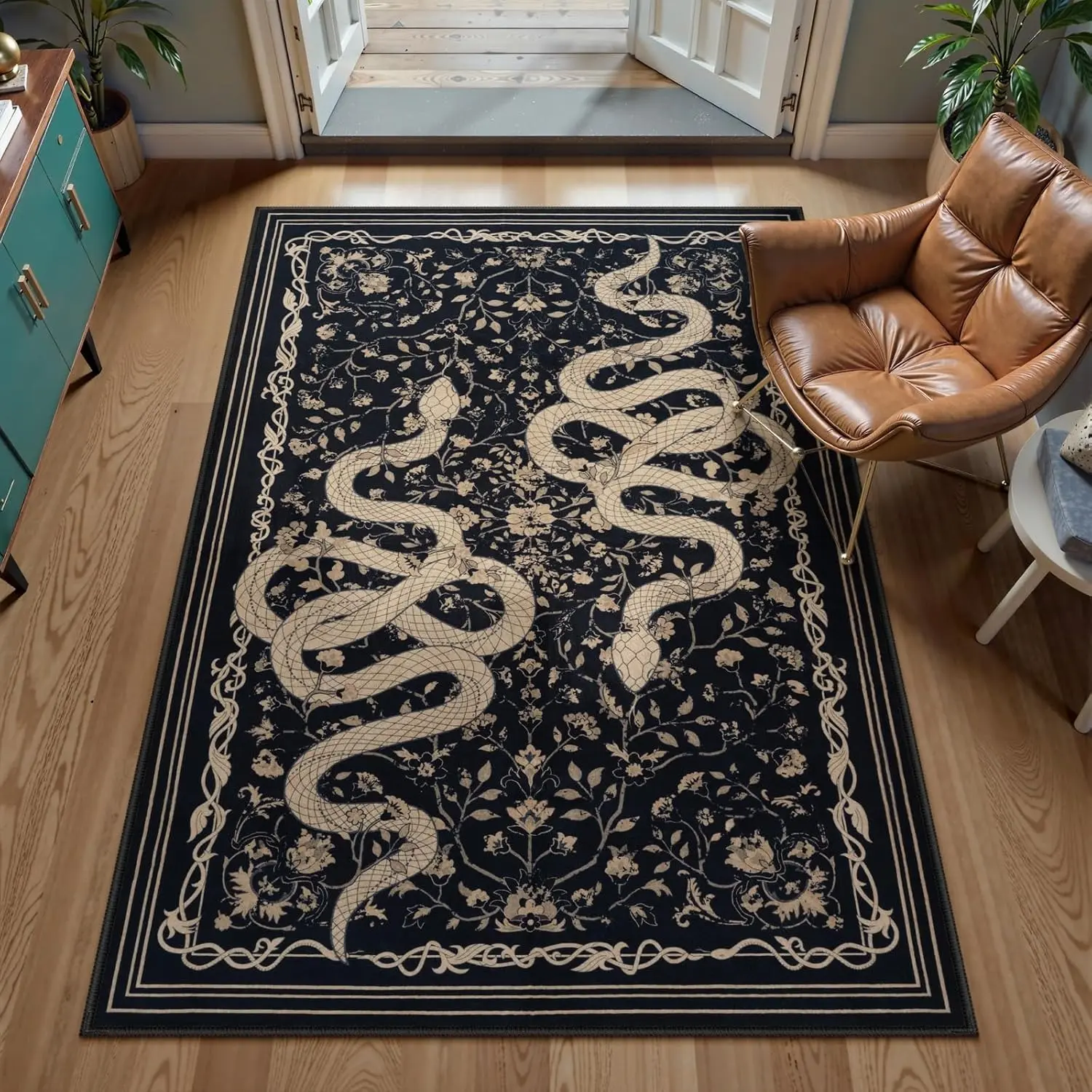 Snake Pattern Carpet, Animal Print Rug, Indoor Rug, Decorative area rug, 1 PC Living room carpet, Soft bedroom mat, Suitable for living rooms, bedrooms, entryways settings, Home Decorative Rug