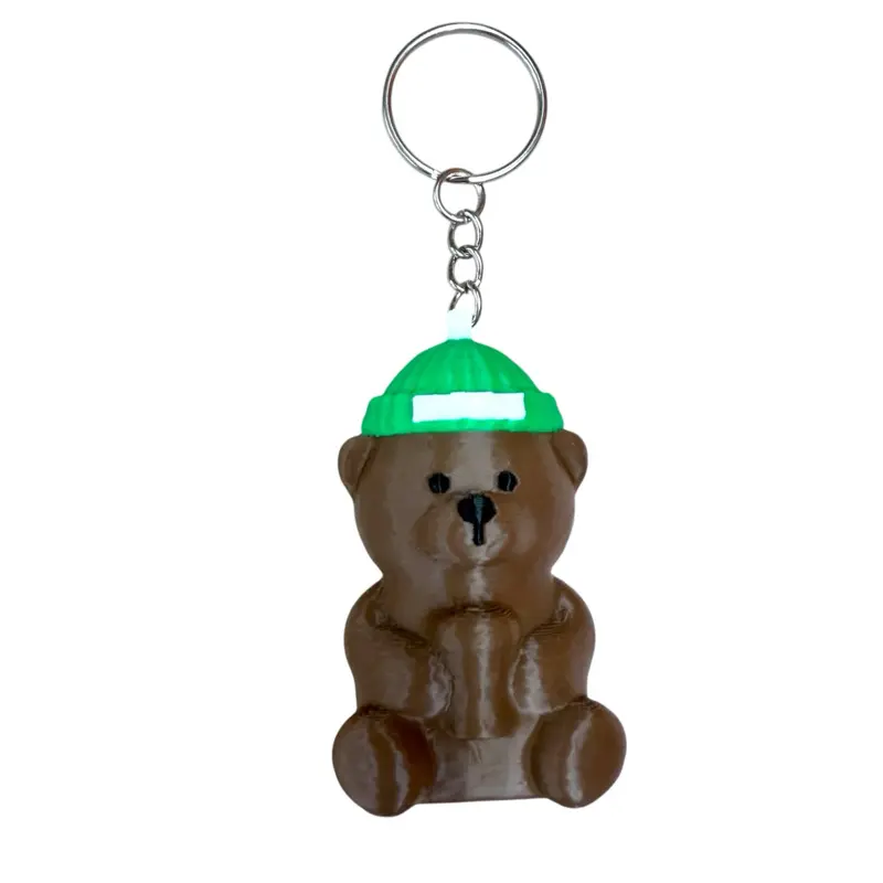 Cute Brown Bear Keychain with Green Hat – Small 3D Mini Teddy Keychain for Keys, Bags, Backpacks & Gifts | Soft Touch, Lightweight & Durable | Perfect Accessory or Collectible | Fast Shipping from USA
