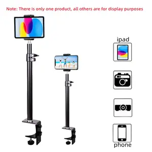 Desktop Stand, Dslr Camera C Clamp Light Holder, Photography Lamp Hanging Arm with Ball Head, Cellphone Video Ring Light Zoom Clip