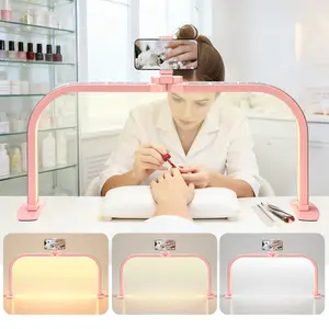 25.6 Inch Foldable Half Moon Nail Light with Phone Holder, 392LED Dimmable Half Moon Lamp for Nails, 3 Color Modes Adjustable Brightness Nail Art Lamp for Salon Home & Live Streaming