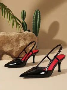 Women's Pointed Toe Stiletto Heels, Patent Leather Slip-On Shoes, Sexy Fashion High Heels for All Seasons, Comfortable Commuting Footwear