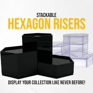 Action Figure Stands (Hexagon Risers) - Multi Pack - Interlocking Expandable Stands - 1/12 Scale - 3"x3"x1" - Action Figure Display Stands Organiser