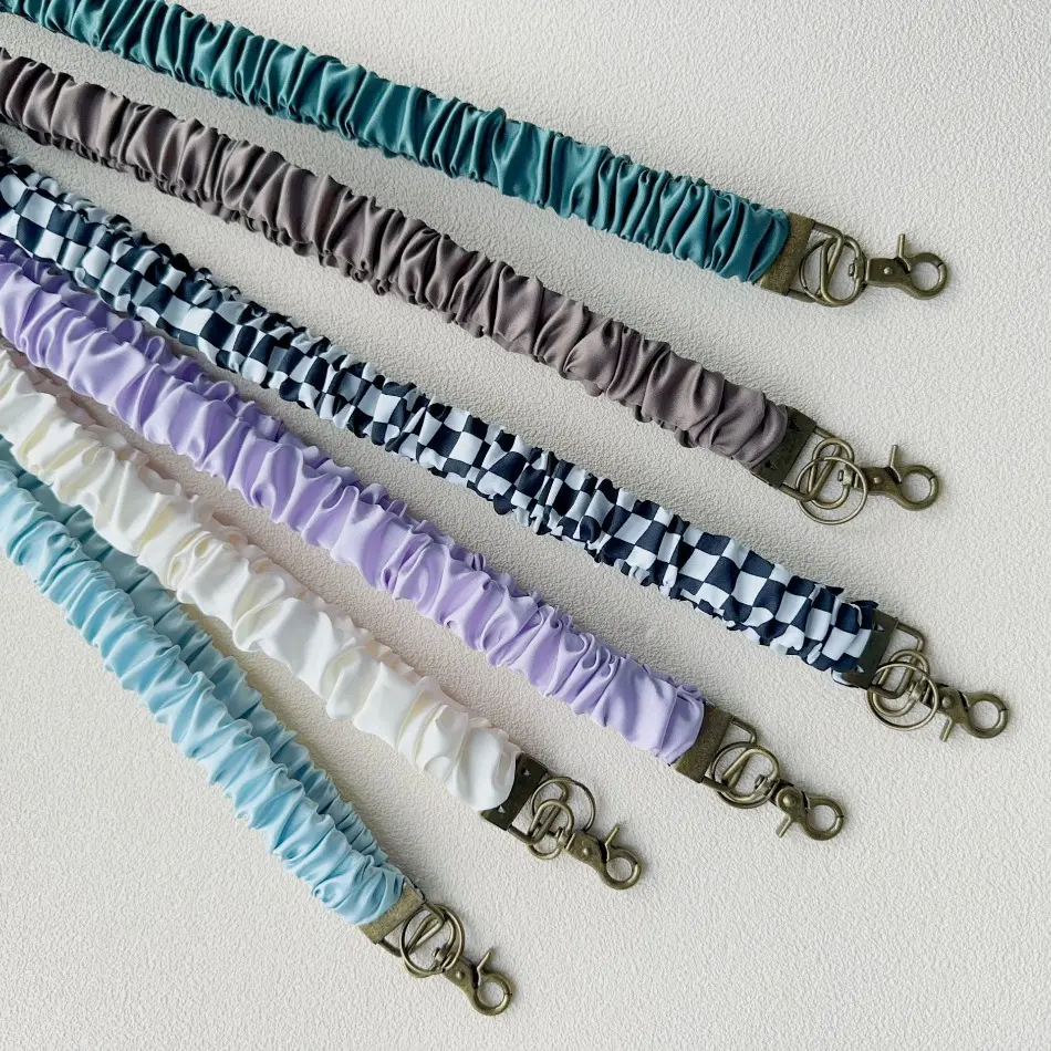 Stretchy Scrunchie Lanyard Badge Holder Bag Accessory - Rotatable Metal Base, Sturdy Spring Clasp, Adjustable Comfort, Hypoallergenic Fabric - Ideal for Work, Travel (for ID Badges, Keys), Accessories