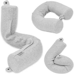 Dot&Dot Twist Memory Foam Travel Pillow for Airplanes - Travel Neck Pillow for Sleeping - Airplane Pillow for Neck Support, Chin, Lumbar and Leg - Adjustable, Bendable Neck Roll Pillow Dot&Dot