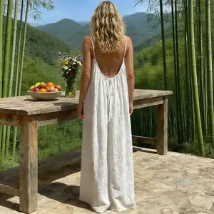 Women's Summer Sleeveless Plain Dress, Elegant Long Nightgown for Indoor Wear, Casual Loose Fit Sleepwear for All Seasons
