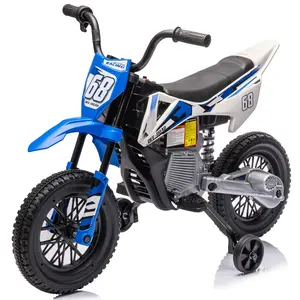 GARVEE 12V Electric Dirt Bike with Training Wheels, Twist Grip Throttle, 3mph Max Speed, and Built-in Music – Ride-On Motorcycle for Toddlers in Blue