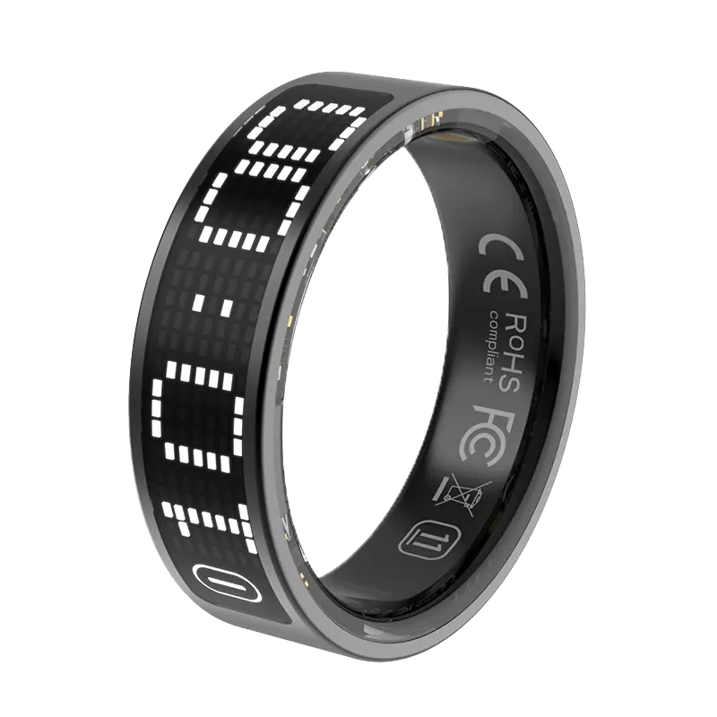 R7 Smart Ring Wearables for Men & Women - Stainless Steel Fitness Tracker with Bluetooth, Heart Rate, Blood Oxygen (SpO2), Step/Activity Tracking, Remote Camera Control, IP68 Waterproof, Magnetic Charging Case (Ideal for Running, Yoga)